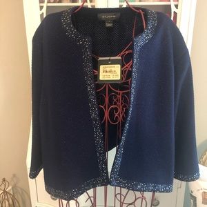 St. John Beaded Trim Purple Jacket - Size 10 (NWT)